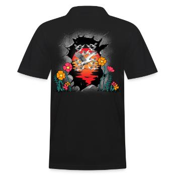 Mouettes Mouette Coucher de soleil Fleur Maritime - Polo Homme - noir - Dos - Kai (181cm)