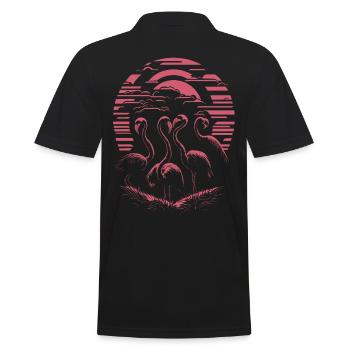 Coucher de soleil élégant sur les flamants roses - Polo Homme - noir - Dos - Kai (181cm)