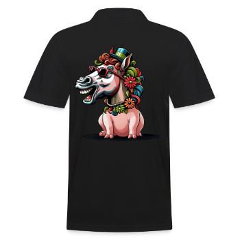 Fantasy Pferde Schwein Pferd witzig lustig Kinder - Männer Poloshirt - Schwarz - Hinten - Kai (181cm)