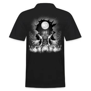 Hirsch Hirsche Waldtiere mystisch Rehbock Rehkitz - Männer Poloshirt - Schwarz - Hinten - Kai (181cm)