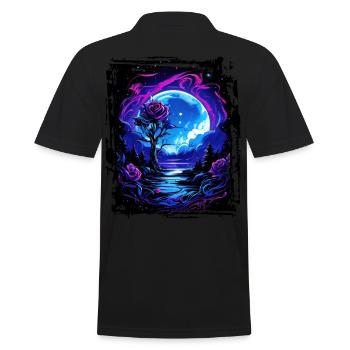 Un clair de lune onirique et une rose magique - Polo Homme - noir - Dos - Kai (181cm)