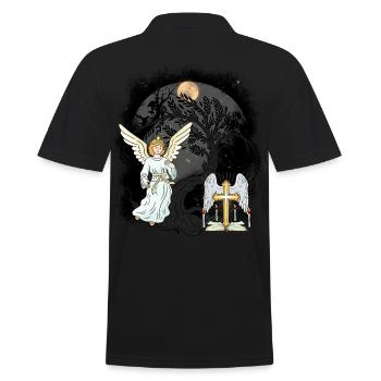 Mystical Angel Cross Crosses Crucifix Spiritual - Men's Polo Shirt - black - Back - Kai (181cm)