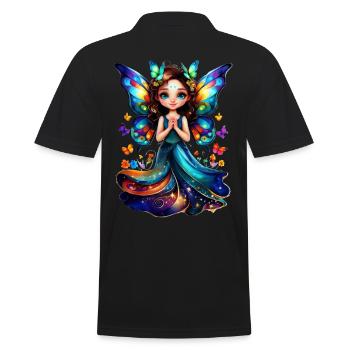 Bezaubernder Schmetterling Fee - Männer Poloshirt - Schwarz - Hinten - Kai (181cm)