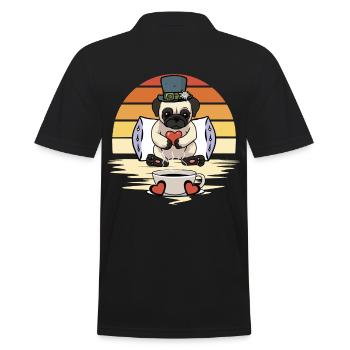 Mops Hund Hunde Guten Morgen Kaffee - Männer Poloshirt - Schwarz - Hinten - Kai (181cm)