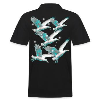 Maritime, Seagulls, Seagulls, Seabirds - Men's Polo Shirt - black - Back - Kai (181cm)