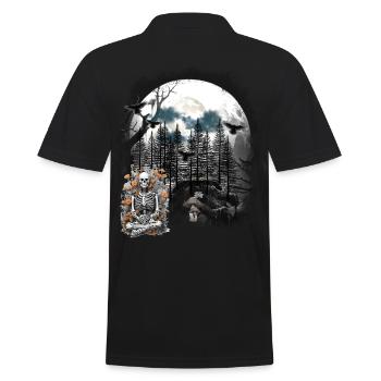 Halloween Skelett Wald Geist Geister Gespenst - Männer Poloshirt - Schwarz - Hinten - Kai (181cm)