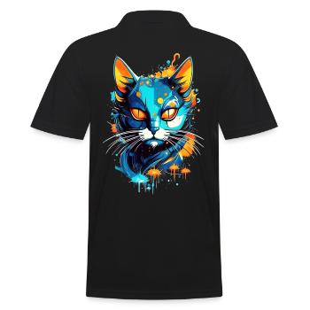 Chat cosmique coloré - Polo Homme - noir - Dos - Kai (181cm)