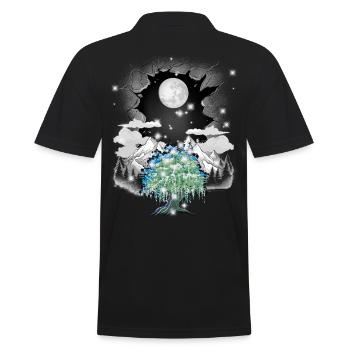 mystical nature wilderness tree trees full moon - Men's Polo Shirt - black - Back - Kai (181cm)