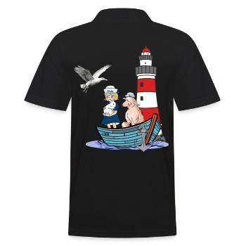 Maritime Sailor Boat Kids Child Sheep Adventure - Men's Polo Shirt - black - Back - Kai (181cm)