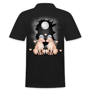 maritime, sheep, sheep, sailors, sailors, full moon - Men's Polo Shirt - black - Back - Kai (181cm)