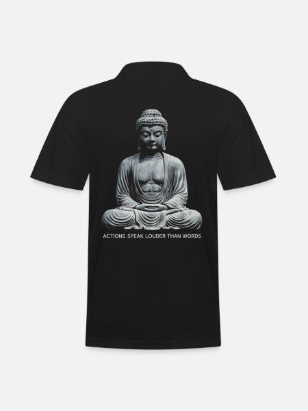 Buddha-Zitat Taten sagen mehr als Worte - Männer Poloshirt - Schwarz