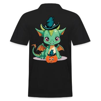 Halloween Dragon Dragon Fairy Tale Child Kids Baby - Men's Polo Shirt - black - Back - Kai (181cm)