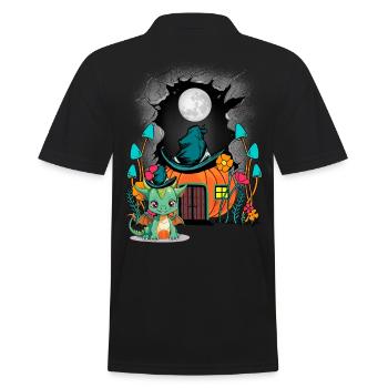 Kürbis Halloween Drache Drachen Kind Kinder Baby - Männer Poloshirt - Schwarz - Hinten - Kai (181cm)