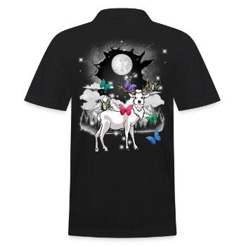 mystical deer deer roebuck full moon nature - Men's Polo Shirt - black - Back - Kai (181cm)
