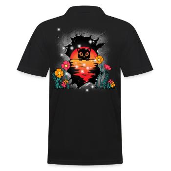 Coucher de soleil Chat Chats Chaton Nature - Polo Homme - noir - Dos - Kai (181cm)