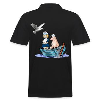 Maritime Girl Sheep North Sea Baltic Sea Travel Boat - Men's Polo Shirt - black - Back - Kai (181cm)