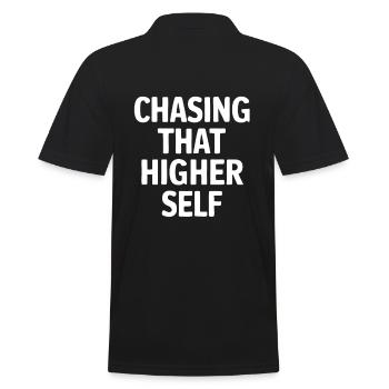 Chasing that higher self - Men's Polo Shirt - black - Back - Kai (181cm)