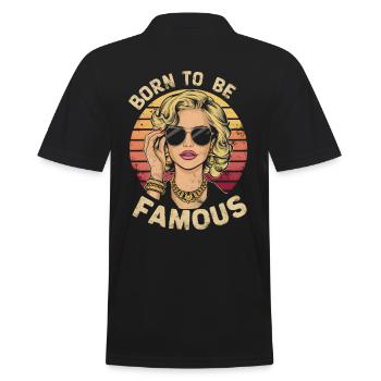 born to be famous woman vintage sunset retro - Men's Polo Shirt - black - Back - Kai (181cm)