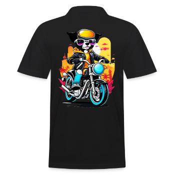 Cool biker - dog on the motorcycle - Men's Polo Shirt - black - Back - Kai (181cm)