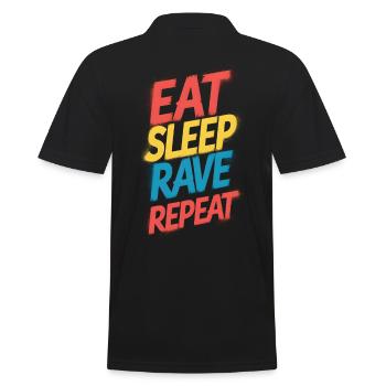 eat sleep rave repeat - Men's Polo Shirt - black - Back - Kai (181cm)