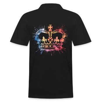 Krone verschiedene Farben - Männer Poloshirt - Schwarz - Hinten - Kai (181cm)