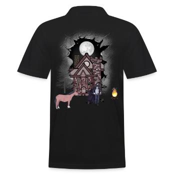 Château mystique médiéval halloween guerrier cheval - Polo Homme - noir - Dos - Kai (181cm)
