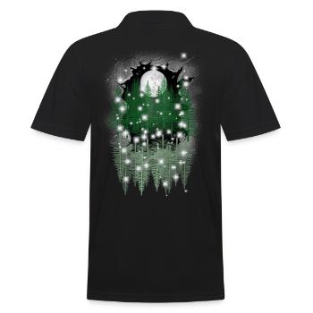 mystique nature lune forêt épicéa réflexion - Polo Homme - noir - Dos - Kai (181cm)