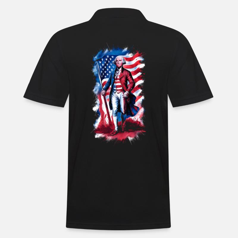 General George Washington - Männer Poloshirt - Schwarz