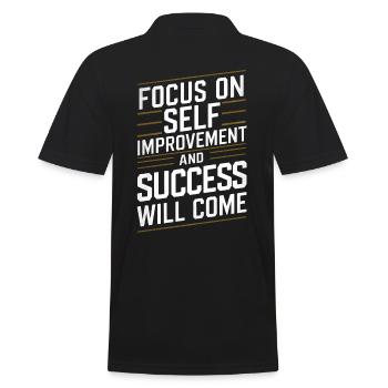 Focus on self improvement and success will come - Men's Polo Shirt - black - Back - Kai (181cm)