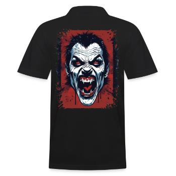 Vampir Wut - Horror Kunst Illustration - Männer Poloshirt - Schwarz - Hinten - Kai (181cm)