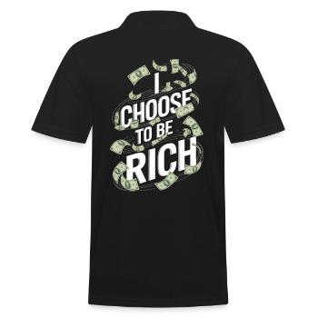 Ich entscheide mich, reich / Geld zu sein - Männer Poloshirt - Schwarz - Hinten - Kai (181cm)