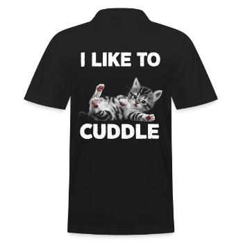 Ich knuddele gerne mit Kätzchen - Männer Poloshirt - Schwarz - Hinten - Kai (181cm)