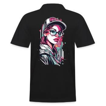 Urban Girl im Pop Art Stil - Männer Poloshirt - Schwarz - Hinten - Kai (181cm)