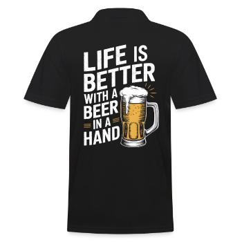 life is better with a beer in a hand - Men's Polo Shirt - black - Back - Kai (181cm)