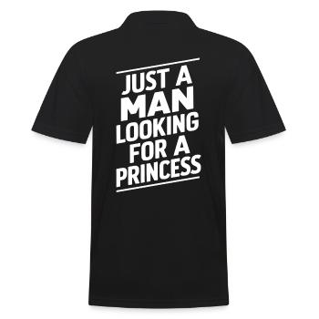 Nur ein Mann auf der Suche nach einer Prinzessin - Männer Poloshirt - Schwarz - Hinten - Kai (181cm)