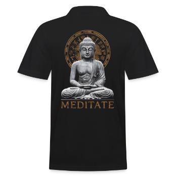 Meditieren Sie Buddha spirituell - Männer Poloshirt - Schwarz - Hinten - Kai (181cm)