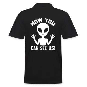 Alien Jetzt könnt ihr uns sehen - Männer Poloshirt - Schwarz - Hinten - Kai (181cm)