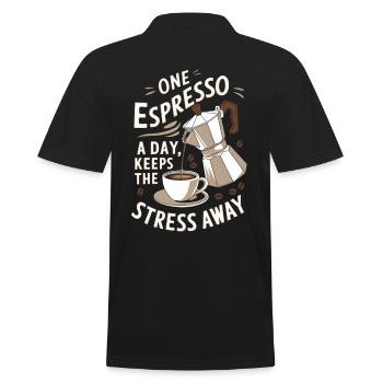 Ein Espresso am Tag hält den Stress fern - Männer Poloshirt - Schwarz - Hinten - Kai (181cm)
