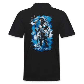 Poseidon Dreizack - Männer Poloshirt - Schwarz - Hinten - Kai (181cm)