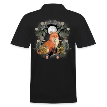 Flowers Fox Foxes Nature Forest Dwellers Children - Men's Polo Shirt - black - Back - Kai (181cm)