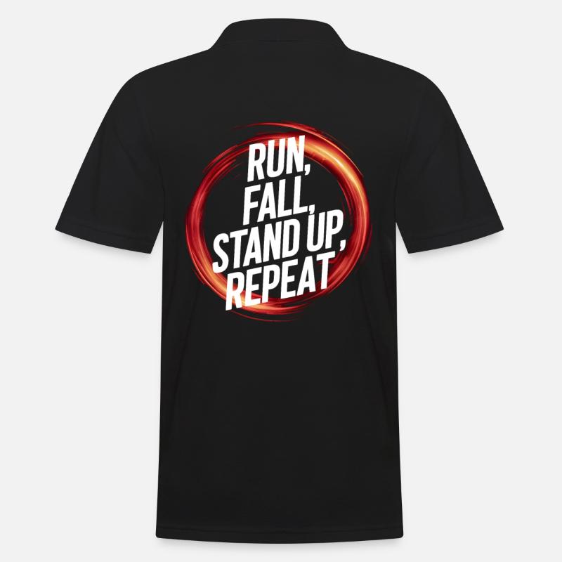 courir tomber debout répéter - Polo Homme - noir