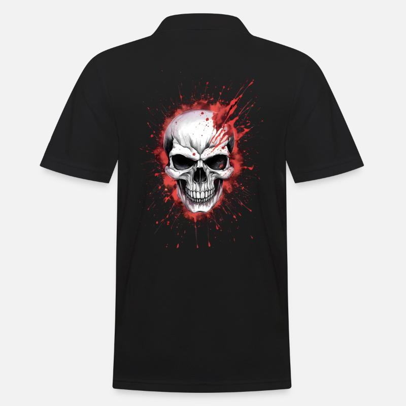 Unheimlicher Schädel mit Blut - Männer Poloshirt - Schwarz