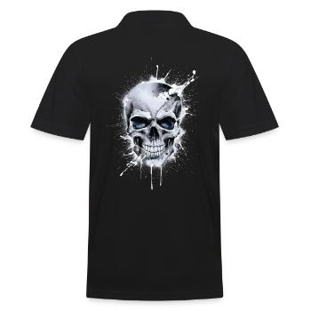 Skull with white color - Men's Polo Shirt - black - Back - Kai (181cm)