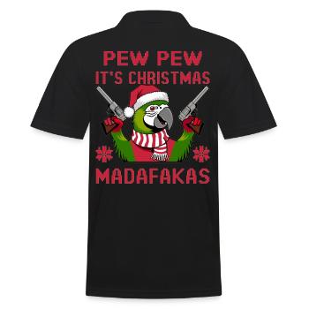 Funny Christmas parrot - Men's Polo Shirt - black - Back - Kai (181cm)