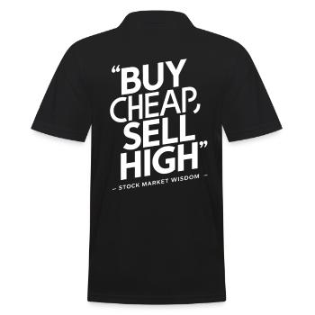 Börsenweisheit günstig kaufen hoch verkaufen - Männer Poloshirt - Schwarz - Hinten - Kai (181cm)