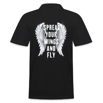 Breite deine Flügel aus und fliege Engelsflügel - Männer Poloshirt - Schwarz - Hinten - Kai (181cm)