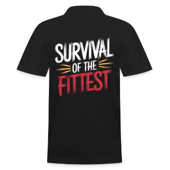 Survival of the fittest - Men's Polo Shirt - black - Back - Kai (181cm)