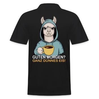 Good morning very thin funny alpaca - Men's Polo Shirt - black - Back - Kai (181cm)