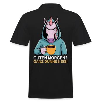 Good morning very thin funny unicorn - Men's Polo Shirt - black - Back - Kai (181cm)