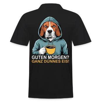 Good morning very thin funny beagle - Men's Polo Shirt - black - Back - Kai (181cm)